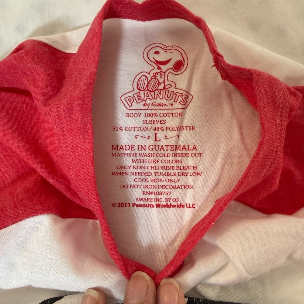 Snoopy Women’s Raglan Shirt - Red & White - Picture 3 of 7